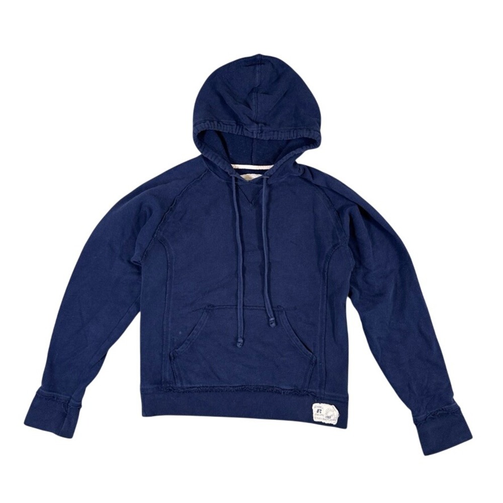 Russell Athletic Heritage Hoodie Navy Blue Raw Edge MGHHFLG Women Medium